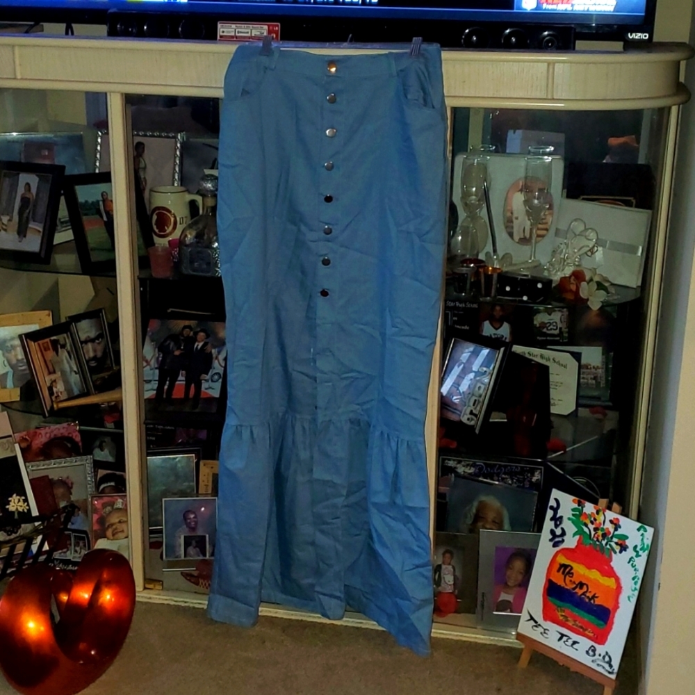 Bluejean Maxi Button Down Skirt